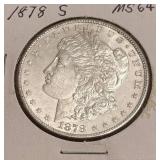 1878-S Morgan Silver Dollar MS64