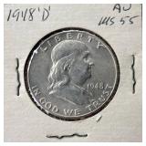 1948 'D' Franklin Silver Half Dollar