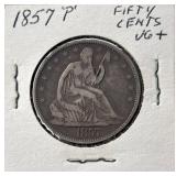 1857-P Seated Liberty Silver Half Dollar