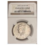 1999-S Silver Ultra Cameo Kennedy Half Dollar