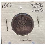 1856 US Seated Liberty Silver Quarter