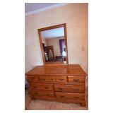 Wood Dresser with Attached Mirror