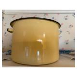 Yellow Enamel Stock Pot With Lid and Handles
