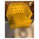 Yellow Tufted Armchair with Fabric Upholstery