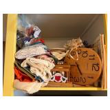 Kitchen Linens, Wooden Clock, and Cookbooks