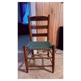 Wooden Ladder-Back Chair With Fabric Woven Seat
