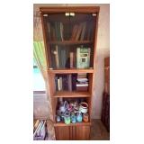 Tall Wooden Cabinet with Glass Doors