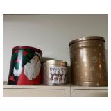 Three Holiday Tin Containers
