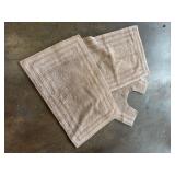 Two Beige Bathroom Rugs & Toilet Rug