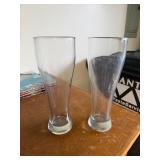 Two Clear Glass Beer Glasses