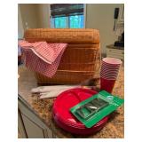 Wicker Picnic Basket Setï¿½17.5x13x14.5
