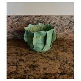 Vtg Green Ceramic Leaf Bowlï¿½6ï¿½4.25