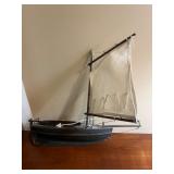 Vtg Wooden Sailboat Model Decor 14ï¿½x14ï¿½