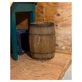 Vtg Wooden Barrel with Metal Bands 19.5ï¿½