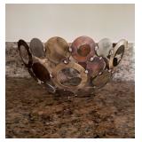 Metal Decorative Bowl w/Circlesï¿½11.5ï¿½6
