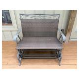 Metal and Wicker Glider Benchï¿½43x32x40.5