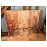Framed Abstract Cityscape Painting 41.5ï¿½x31.5ï¿½
