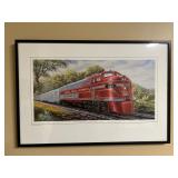 Vtg Framed Rock Island Train Print 25ï¿½x17ï¿½
