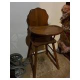 Vtg Wooden High Chair with Tray 17.5ï¿½x14ï¿½x40.5ï¿½