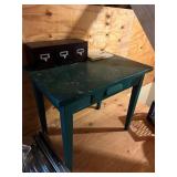 Vtg Green Table w/ Wood Organizer