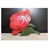 Carved Wood & Painted Rose Decor