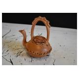 Vtg Hand Made Small Clay Teapot