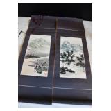 Pair of Vtg Chinese Watercolor Scrolls