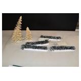 Dept 56 Frosted Zig Zag Trees & Lighted Bushes