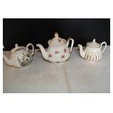 3 Antique Small Ceramic Tea pots