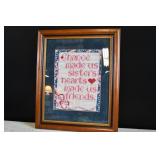 Framed Vintage Sisters/Friends Cross Stitch