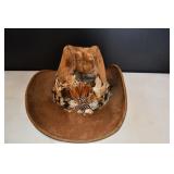 Vintage YR Cotton Cowboy Hat w/ Feather Band