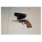 Vtg Gun Folding Knife w/ Holster