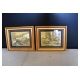 Vtg Gold Foil Etching Prints Lionel Barrymore