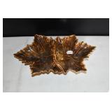 Vtg Ceramic Double Leaf Dish