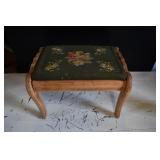 Vtg Cross Stitched Foot Stool