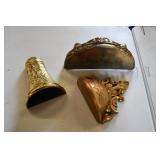 Pair of Vtg Wall Shelves and Metal Vase
