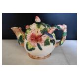 Vtg Ceramic Floral Teapot