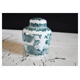Vtg Mason's Ironstone Green Willow Ginger Jar