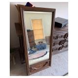 Wooden Wall Mirror with Carved Trim