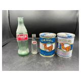 Coca-Cola Bottles and Camel Tins