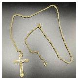 14K Gold Chain w/ Brass Crucifix