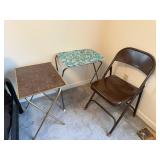 Folding Chair and Two Tray Tables