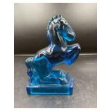 Blue Glass Horse Sculpture