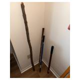Rustic Wooden and Metal Walking Sticks/Poles