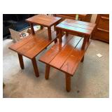 Two Wooden Two-Tier Side Tables