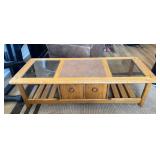 Wood Coffee Table With Glass Insets