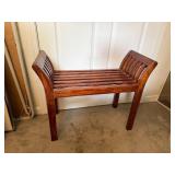 Wooden Bench With Slatted Design