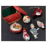 Metal Basket with Assorted Holiday Ornaments