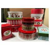 Seven Christmas Tins and Four Cookie Bins