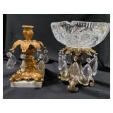 Brass and Crystal Table Decor Pieces with Prisms